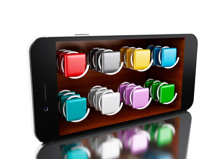Foto smartphone 3d con la tienda.