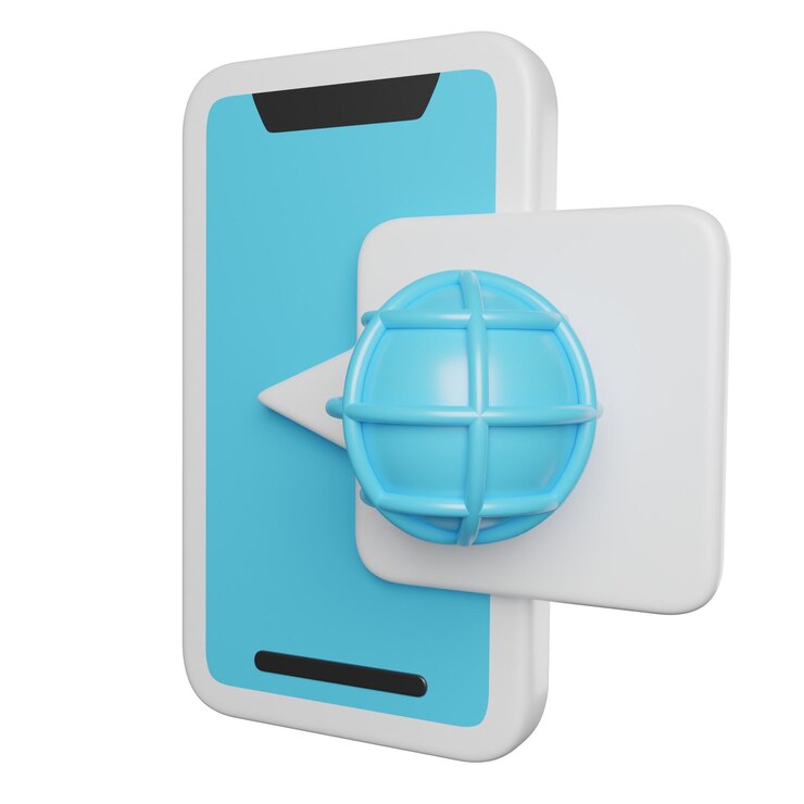 Foto smartphone accediendo a internet a través de un icono de globo