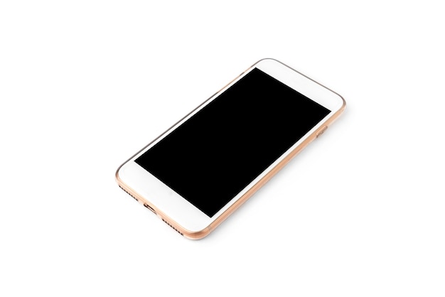 Smartphone branco em um fundo branco