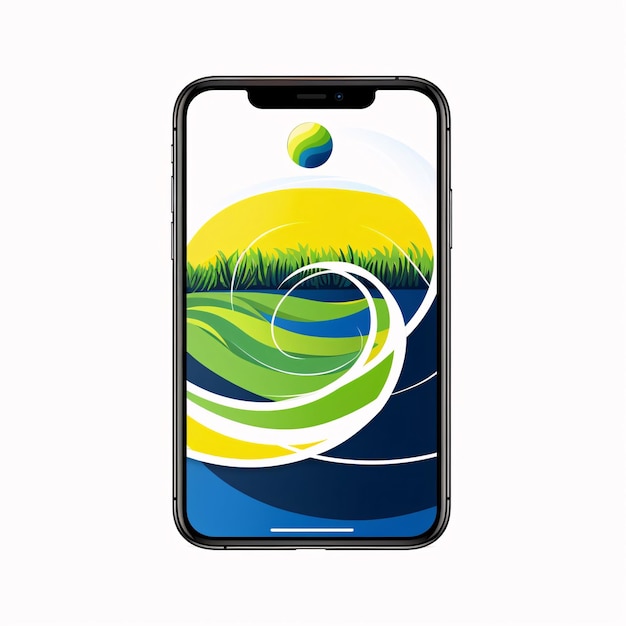 Smartphone com a imagem da paisagem na tela Ilustração vetorial