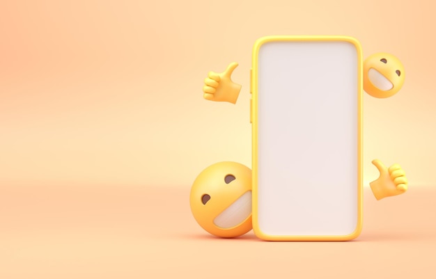 Smartphone com Emojis 3D Renderização em 3D