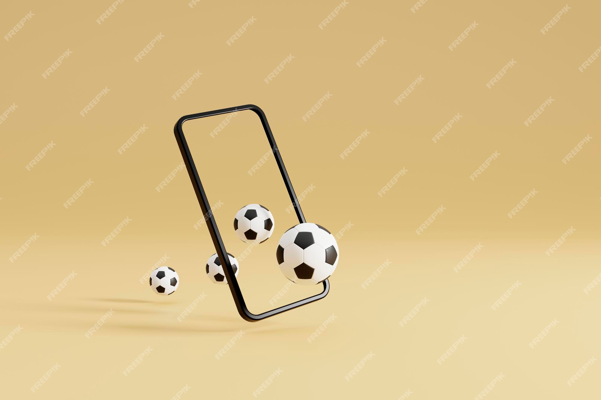 Smartphone com jogo online de bola de futebol ou fluxo de vídeo