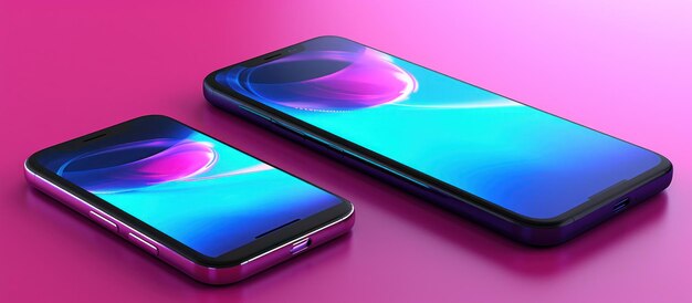 Smartphone com tela colorida em uma renderização 3d de fundo liso