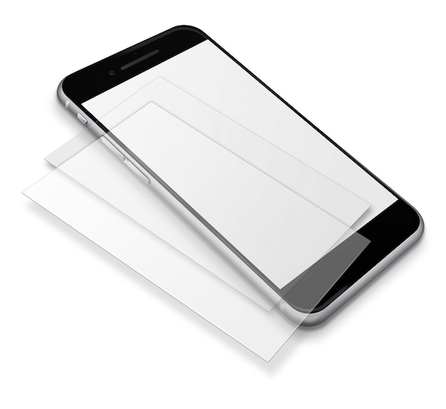 Foto smartphone com tela de toque do celular realista com telas em branco e sombras