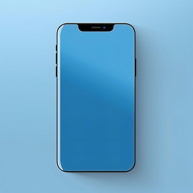 Smartphone com tela em branco isolada em fundo azul renderização 3D