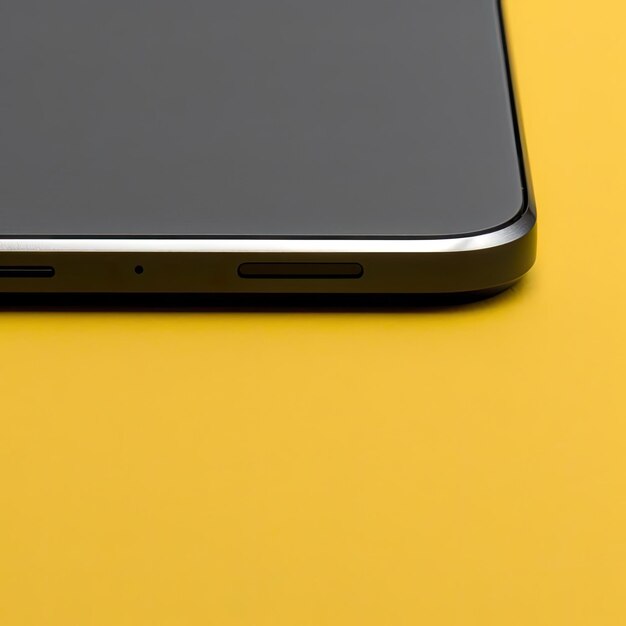 Smartphone com tela em branco sobre plano de fundo amarelo