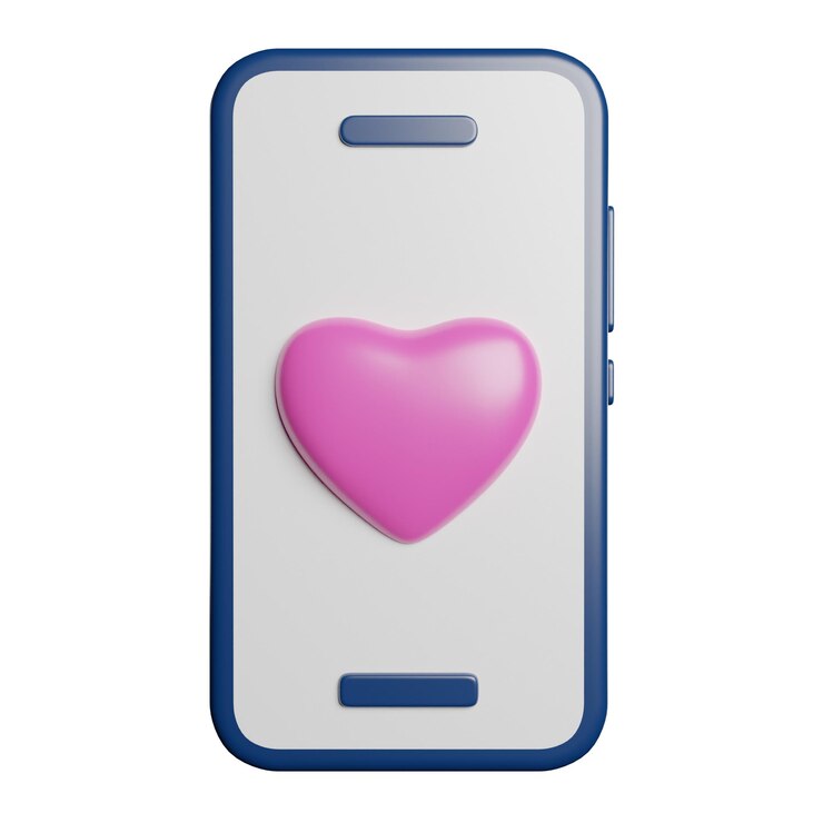 Foto smartphone com um coração rosa na tela representando o amor e as mídias sociais
