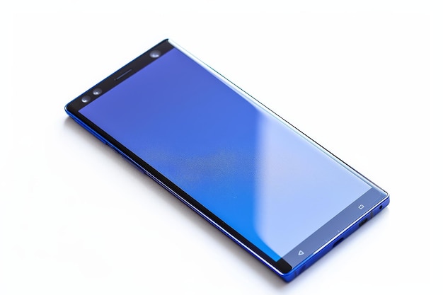 Foto smartphone com um toque de azul isolado em fundo branco