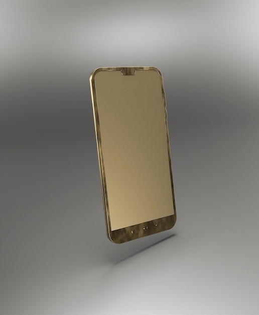 Smartphone de bronze em uma ilustração 3d de fundo cinza