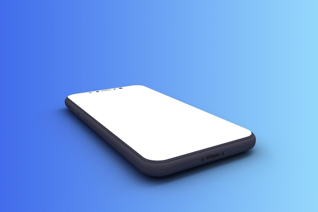 smartphone deitado na superfície azul