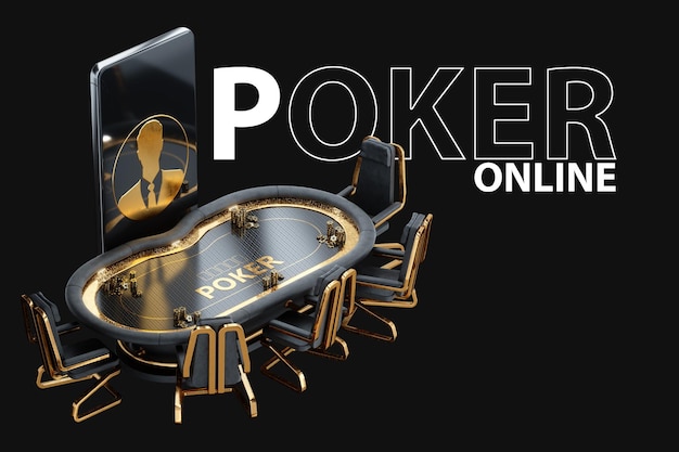 Casino de poker online com um telefone móvel. banner de pôquer com