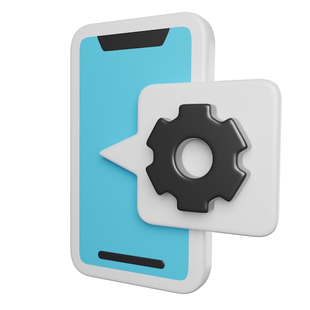 Smartphone-Einstellungen Icon 3D-Render für die App-Konfiguration