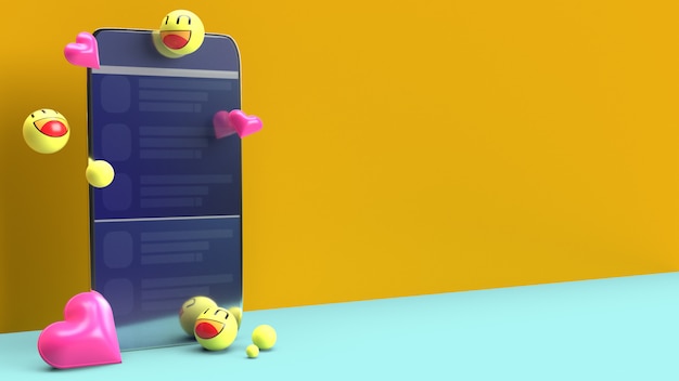 Smartphone con emojis 3D