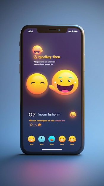 Foto smartphone con emoticones en la pantalla renderización en 3d