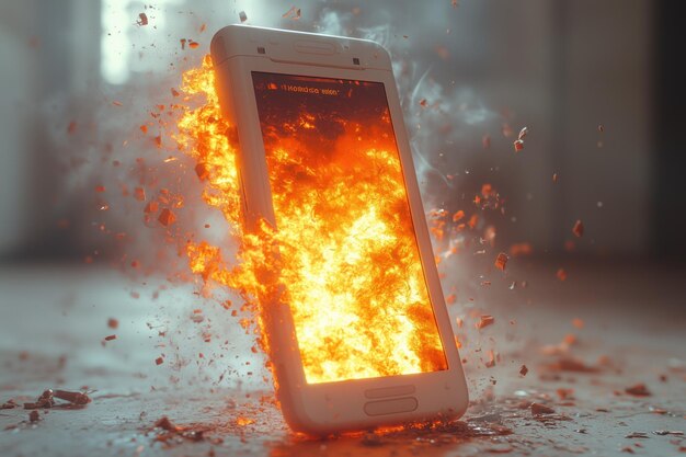 Smartphone explota en llamas con intenso calor y escombros volando