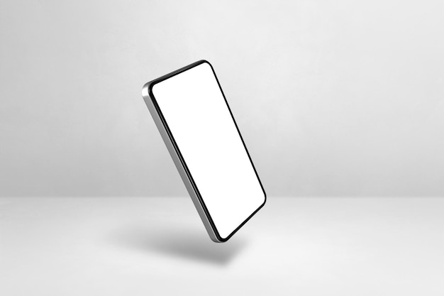 Smartphone flotante aislado sobre fondo blanco Horizontal