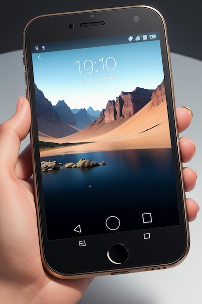 Foto smartphone-handy-produkt-mockup-display-werbung, die mockup-hintergrundhintergrund darstellt