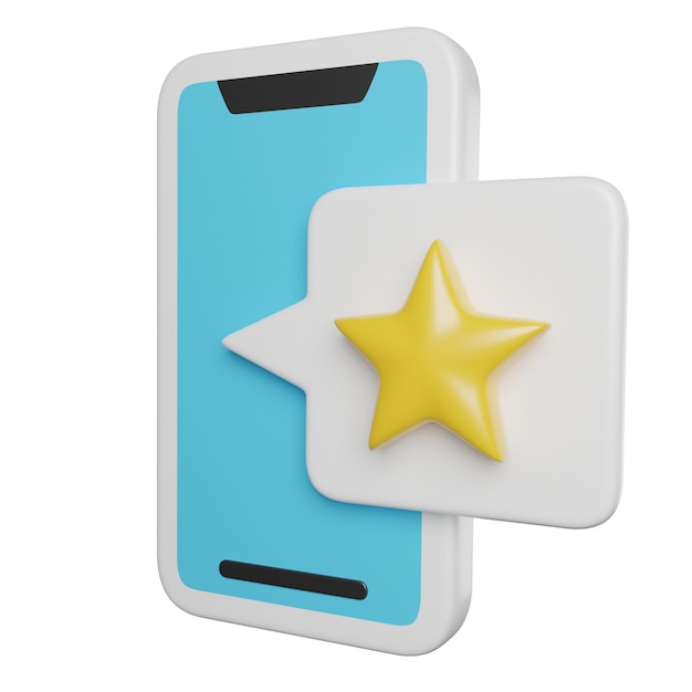 Smartphone con un icono de reseña de estrellas