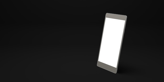 Smartphone con ilustración 3D de fondo plano de pantalla en blanco