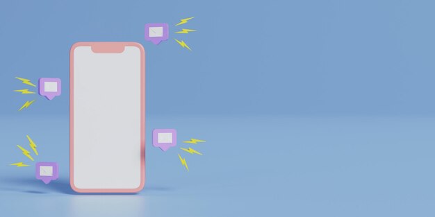 Foto smartphone laute nachrichten auf einem pastellfarbenen hintergrund konzept von online-nachrichten 3d-rendering