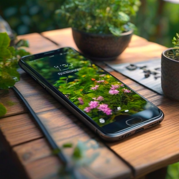 Smartphone en la mesa generado por Ai