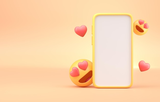 Smartphone mit 3D-Emojis 3D-Render