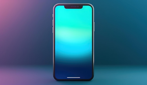 Smartphone mit buntem Bildschirm auf schlichtem Hintergrund, 3D-Rendering