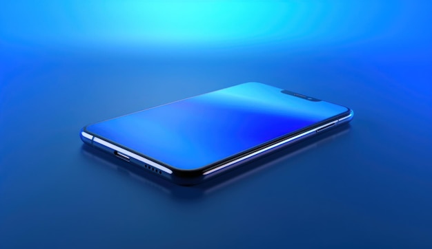 Smartphone mit buntem Bildschirm auf schlichtem Hintergrund, 3D-Rendering