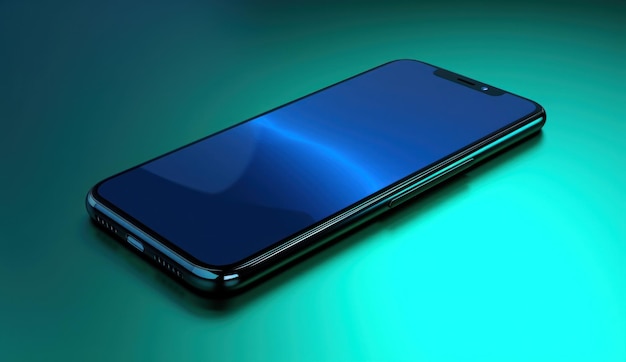 Smartphone mit buntem Bildschirm auf schlichtem Hintergrund, 3D-Rendering