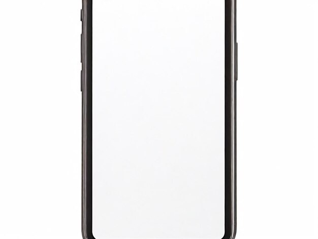 Foto smartphone mit einem leeren bildschirm auf weißem hintergrund smartphone-mockup-näheaufführung, isoliert auf weiß