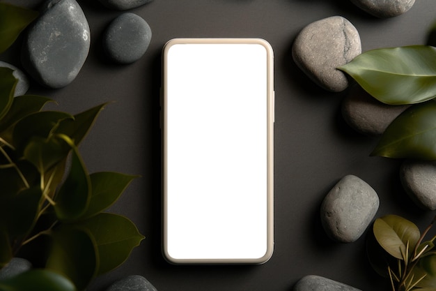 Foto smartphone mit leerem bildschirm smartphone mockup generative ai