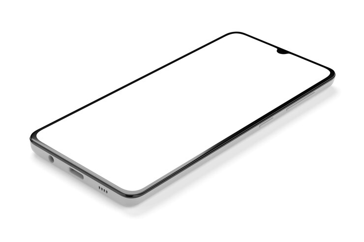 Foto smartphone mit leerem bildschirm und isolierter 3d-rendering