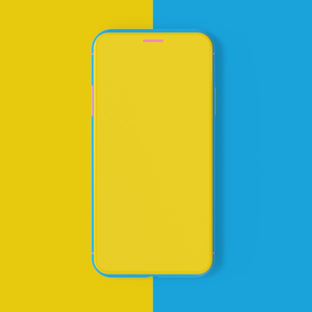 Smartphone mockup amarelo e azul cor