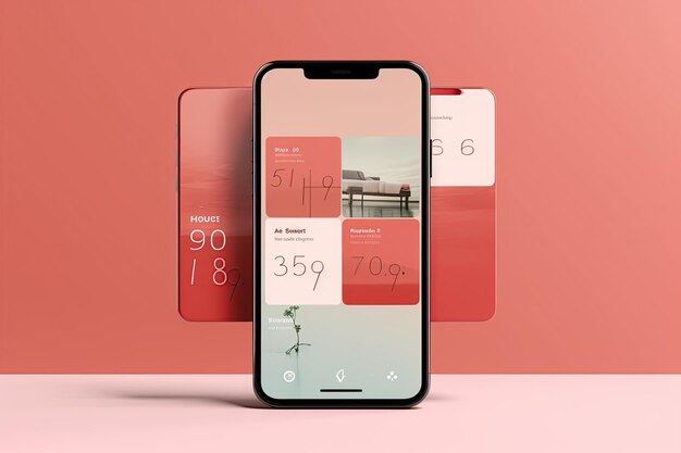 Smartphone con Mockup de diseño de tres postes cuadrados generado con IA