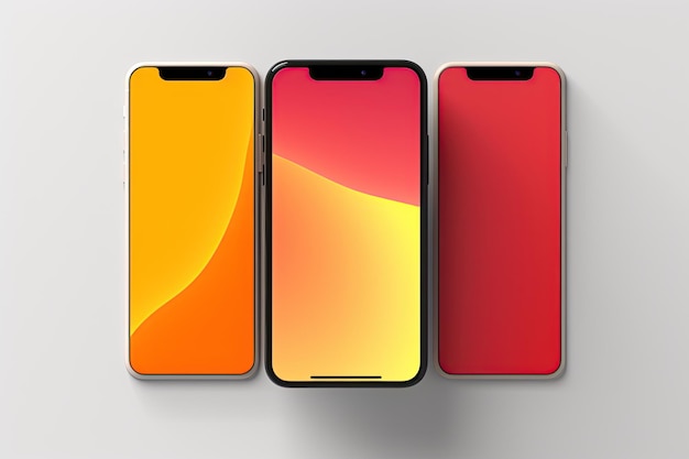 Smartphone con Mockup de diseño de tres postes cuadrados generado con IA