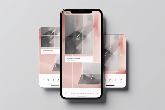 Foto smartphone con mockup de diseño de tres postes cuadrados generado con ia