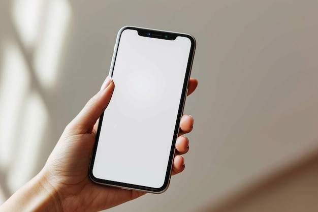 Smartphone Mockup on Hand criado com IA Gerativa