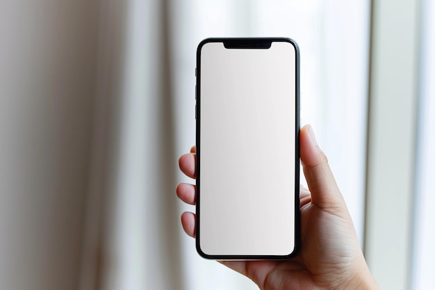 Smartphone Mockup on Hand criado com IA Gerativa