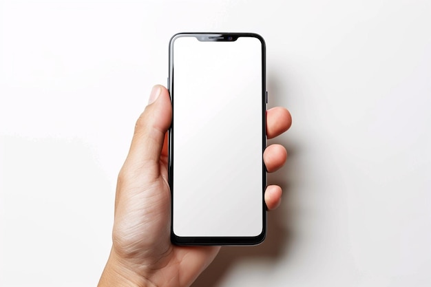 Foto smartphone mockup on hand erstellt mit generativer ki