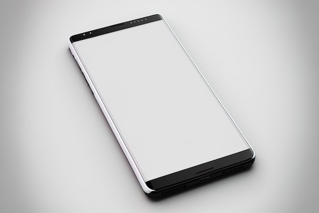 Smartphone-Modell isoliert auf einem weißen Hintergrund mit einer Rahmenvorlage für einen leeren Bildschirm