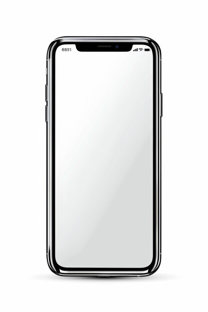 Smartphone moderno con pantalla en blanco aislada sobre fondo blanco listo para el diseño de maqueta de aplicación o sitio web