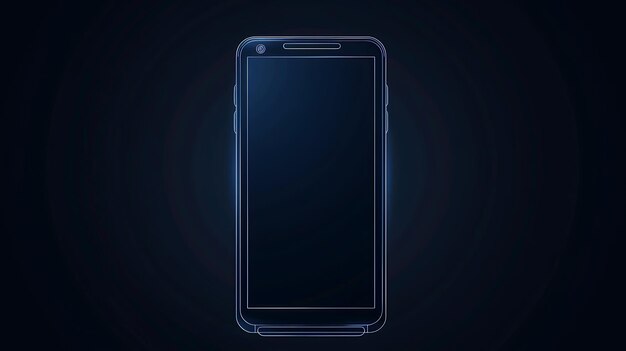 Foto smartphone de neón azul en un fondo oscuro mockup de teléfono móvil renderizado en 3d