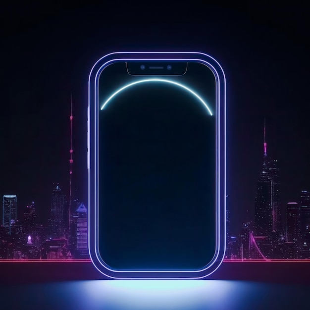 smartphone neon em branco