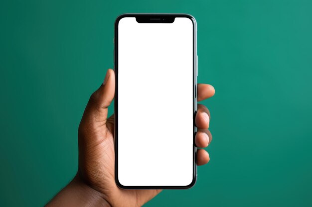 Smartphone de pantalla blanca de lienzo en blanco para una aplicación de diseño cautivadora AI generativa