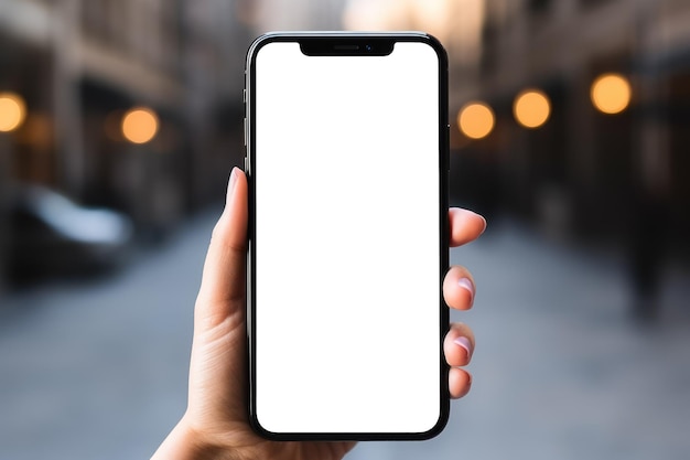 Smartphone de pantalla blanca de lienzo en blanco para una aplicación de diseño cautivadora AI generativa