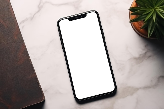 Smartphone de pantalla blanca de lienzo en blanco para una aplicación de diseño cautivadora AI generativa