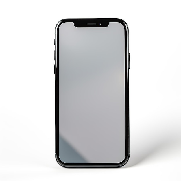 Smartphone con pantalla en blanco aislada sobre un fondo blanco o transparente