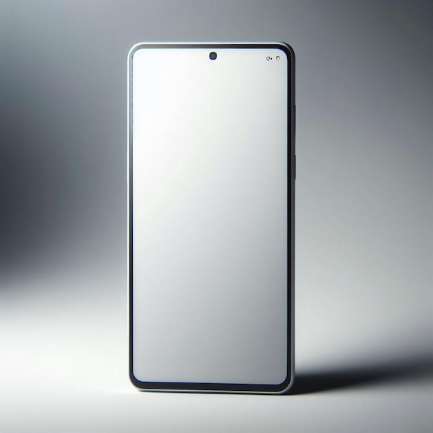Smartphone con pantalla en blanco aislada sobre un fondo gris