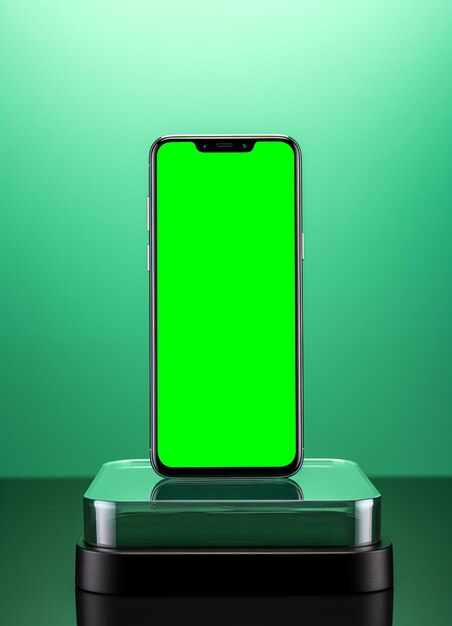 Smartphone con pantalla verde