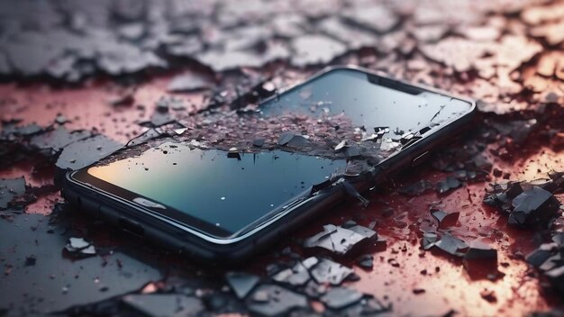 Smartphone roto para líneas de textura creativa de fondo